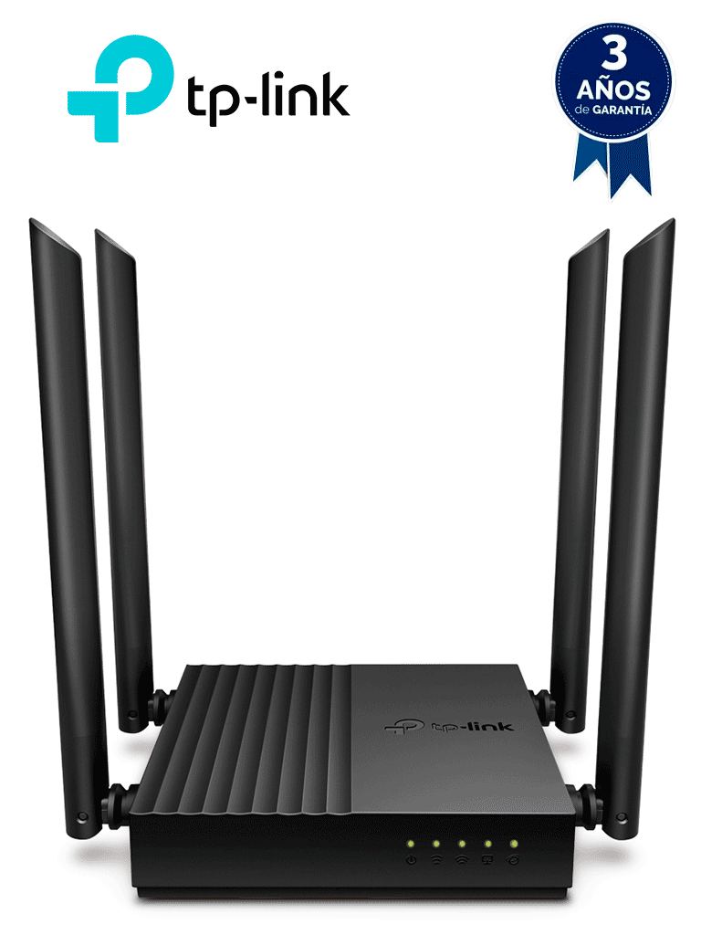 Imagen de TP-LINK Archer C64 - Ruteador WiFi AC 1267Mbps con 1 puerto WAN y 4 puertos LAN RJ45 Gigabit Ethernet, MU-MIMO, 4 antenas fijas, en modos de enrutador y punto de acceso, con Beamforming.