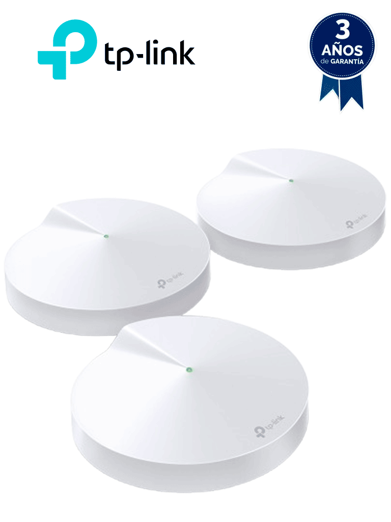 Imagen de TP-LINK DECO M5 (3-Pack)- Kit de 3 routers MESH para hogar de doble banda Wi-Fi 5 AC1300 Mbps, con 2 puertos Gigabit WAN/LAN, 4 antenas internas, administración mediante la app Deco (iOS, Android) y protección HomeCare.