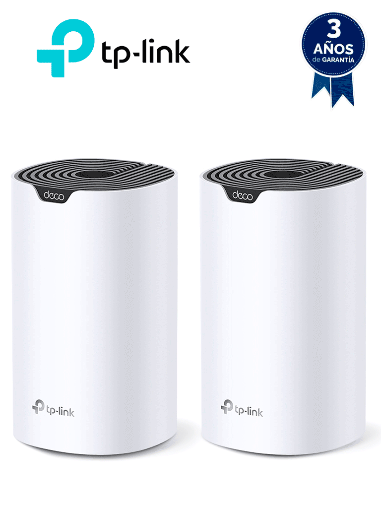 Imagen de TP-LINK DECO S7 (2-Pack) - Kit de 2 routers inalámbricos MESH para hogar de doble banda Wi-Fi 5 AC1900 Mbps con 3 puertos Gigabit WAN/LAN, 3 antenas internas y administración en la app Deco (iOS, Android). (2 piezas)