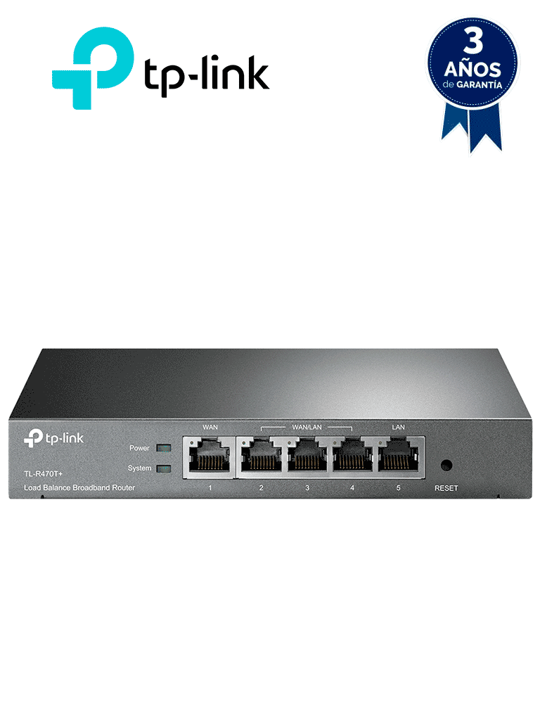 Imagen de TP-LINK TL-R470T+ - Ruteador balanceador de cargas Multi WAN con 1 puerto WAN y 1 puerto LAN fijos RJ45 Fast Ethernet, más 3 puertos RJ45 intercambiables LAN & WAN Fast Ethernet. Ideal para oficinas pequeñas.