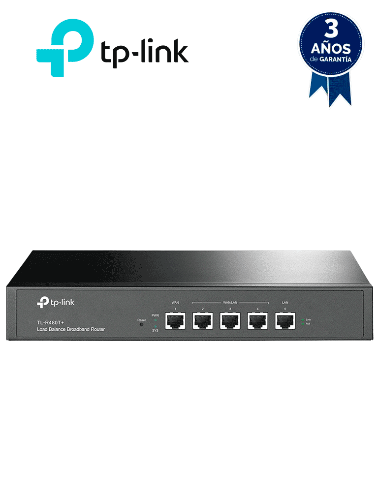 Imagen de TP-LINK TL-R480T+ - Ruteador balanceador de cargas Multi WAN con 1 puerto WAN y 1 puerto LAN fijos RJ45 Fast Ethernet, además de 3 puertos RJ45 intercambiables LAN & WAN Fast Ethernet. Ideal para oficinas pequeñas.