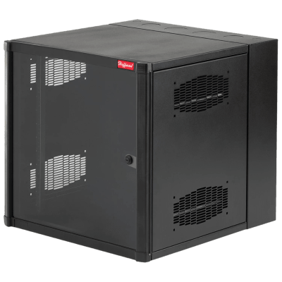 Gabinete AccessPlus de Montaje en Pared de 19in, Rieles Numerados y Roscados Puerta con Ventana de Seguridad, 600 mm de Ancho, 762 mm de Profundidad, 12 UR, Color Negro