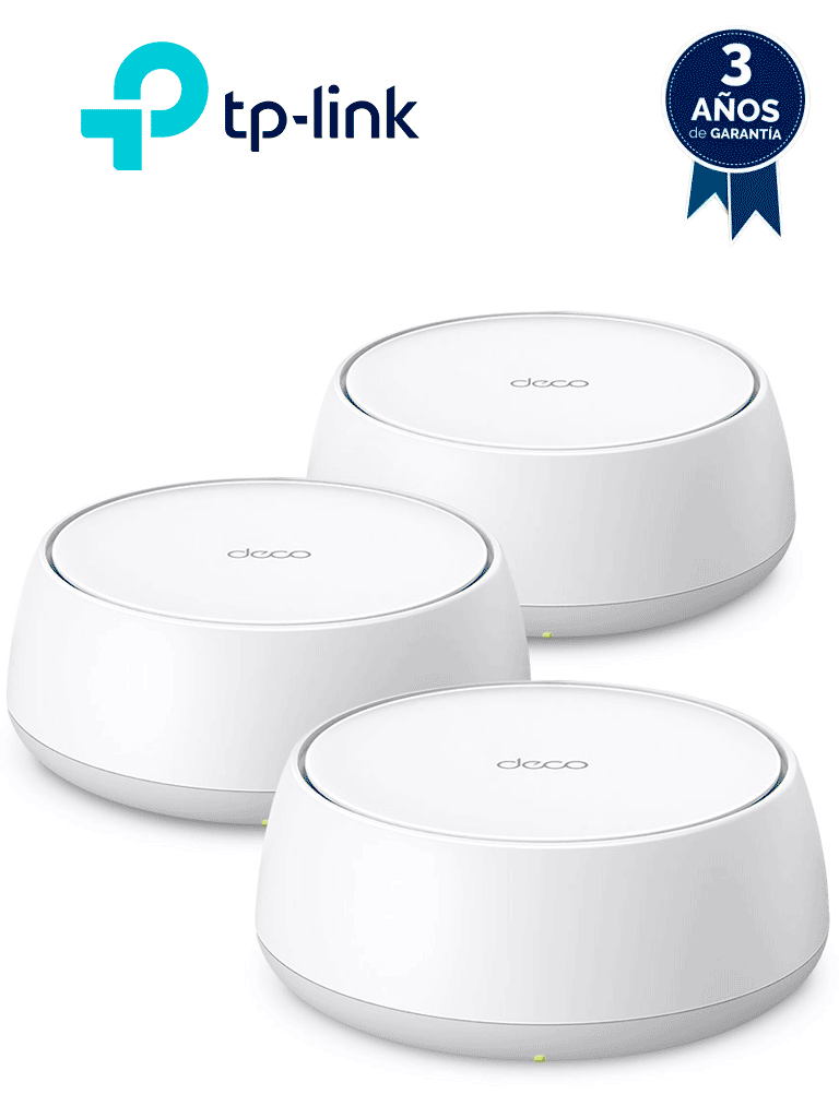 Imagen de TP-LINK DECO BE25 (3-PACK) - Sistema Mesh WiFi 7 , Wi-Fi 7 de Triple Banda de 3.6Gbps , 2 puertos 2.5Gbps , Multi-Link Operation (MLO) , Protección con HomeShield, AI-Roaming , compatible con Alexa y Google Home.