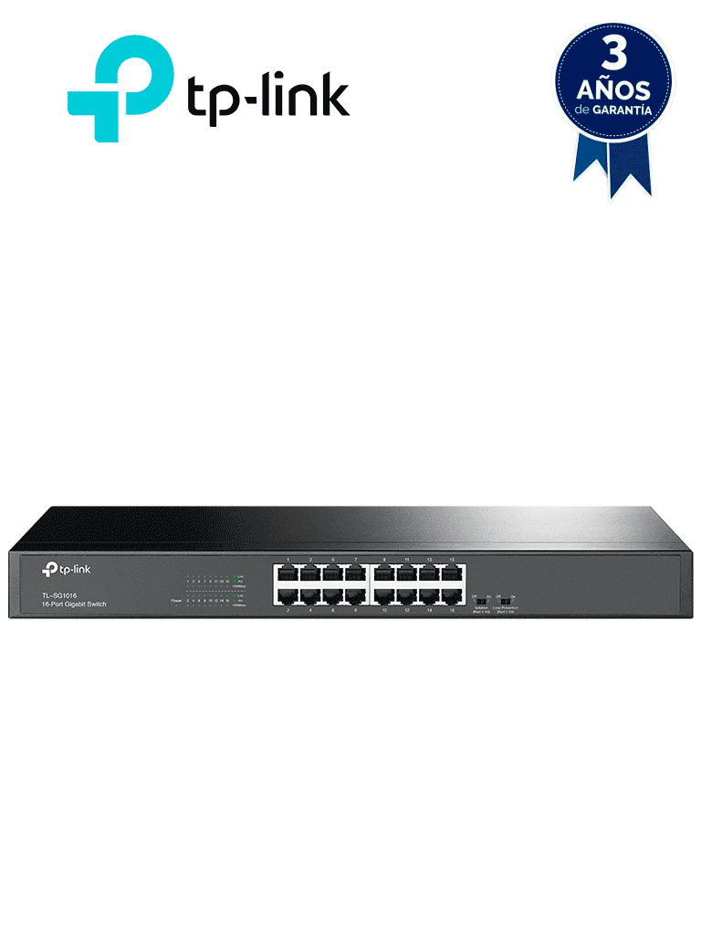 Imagen de TP-LINK TL-SG1016 - Switch Gigabit no administrable de 16 puertos 10/100/1000 Mbps para rack