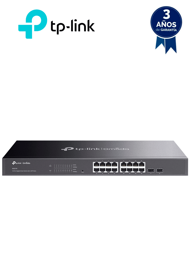 Imagen de TP-LINK TL-SG2218 -  Switch Omada SDN Administrable con 16 puertos Gigabit y 2 puertos SFP, equipado con funciones avanzadas como sFlow, QinQ y QoS, y gestión centralizada a través de OMADA.