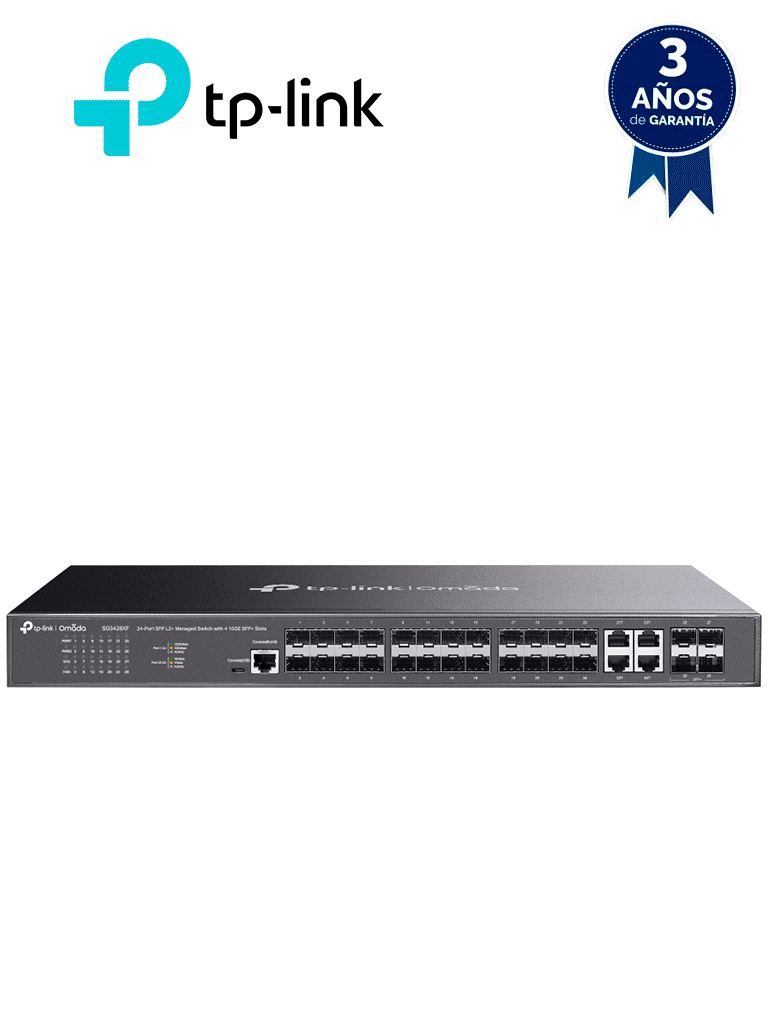 Imagen de TP-LINK - TL-SG3428XF - Switch TP-Link JetStream TL-SG3428XF, 24 Puertos L2+ SFP y 4 puertos SFP+ 10G