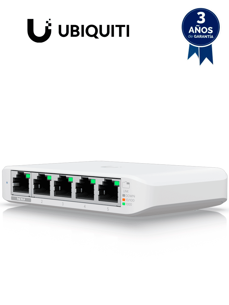 Imagen de UBIQUITI USW-FLEX-MINI Switch UniFi Administrable Compacto de 5 Puertos 10/100/1000 Mbps, entrada de PoE 802.3af/at