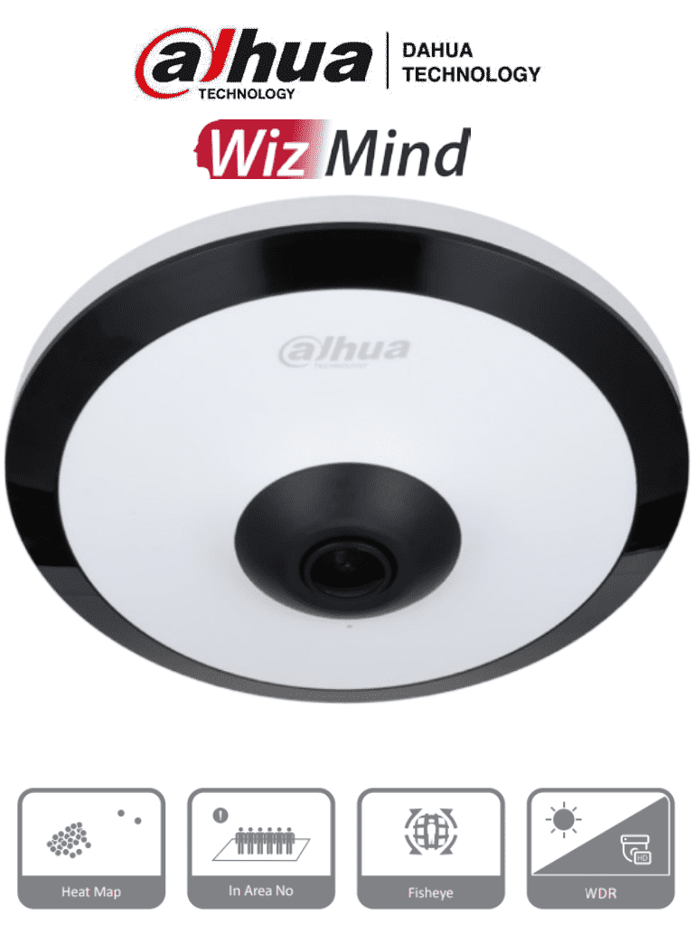 Imagen de DAHUA IPC-EW5541N-AS - Cámara IP FishEye de 5 Megapíxeles/ WinzMind/ IR de 10 Mts/ H.265+/ PoE/ WDR Real/ Micrófono Integrado/ Heat Map/ Detección Inteligente/ Ranura para MicroSD/ E&S de Alarma/ E&S de Audio/ 3D DNR, HLC, BLC/ Interior