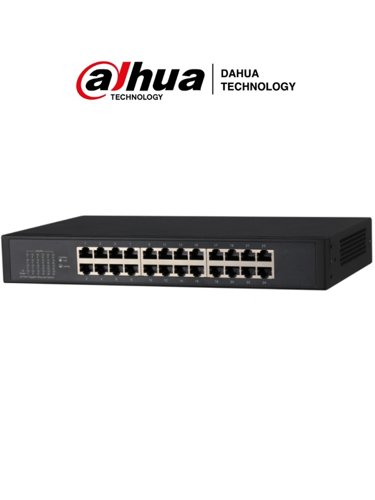 Imagen de DAHUA PFS3024-24GT - Switch Gigabit de 24 Puertos No Administrable/ Capa 2/ 10/100/1000 Base-T/ Carcasa Metalica/ Switching 48G/ Tasa de Reenvio de Paquetes 35.7 Mbps/ Memoria Bufer de Paquetes 2Mb/ Con Proteccion de Descargas/