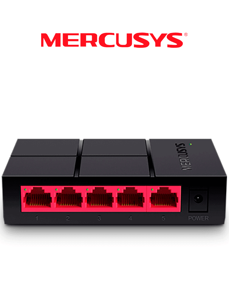 Imagen de MERCUSYS MS105G - Switch no administrable para escritorio con 5 puertos 10/100/1000 Mbps, diseño compacto y función Plug and Play.