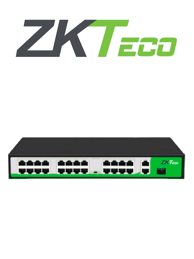 Imagen de ZKTECO PE242300C - Switch de 24 Puertos Fast Ethernet PoE AF - AT / 2 Puertos RJ45 10/100/1000M + 1 Puerto SFP 1G / PoE+ hasta 30W por puerto / Soporta hasta 250 mts sobre UTP CAT 6 / Autoadaptación MDI - MDIX / Protección Contra Descargas