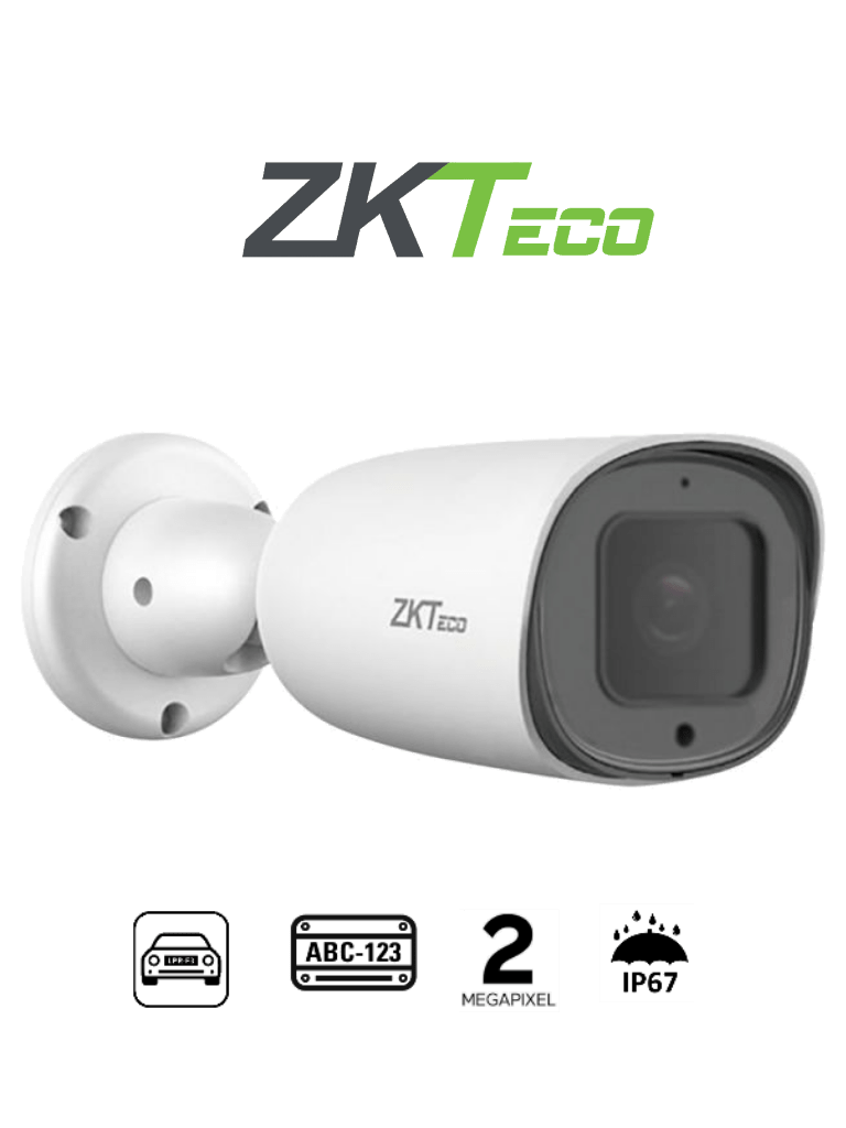 Imagen de ZKTECO BL852Q38ALP - Cámara IP Bullet para reconocimiento de placas / Software LPR integrado / Lente Motorizado /  Resolución 2MP /  POE / IP67 / Audio / Alarma / Ranura para tarjeta SD