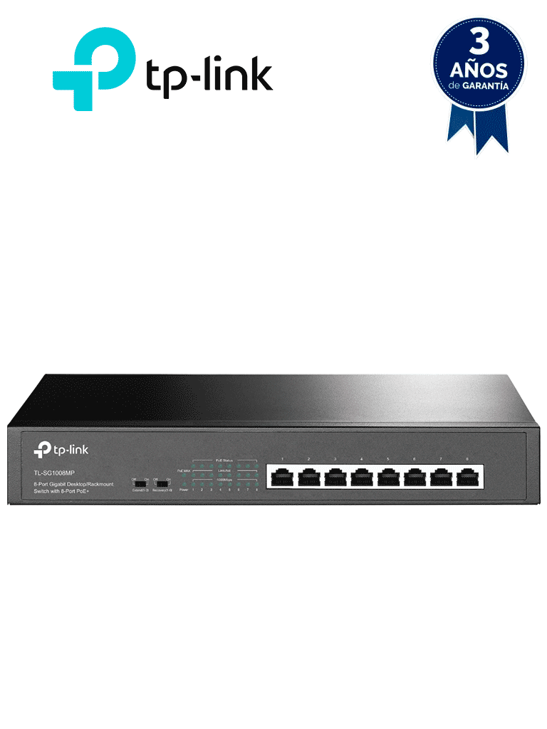 Imagen de TP-LINK TL-SG1008MP - Switch Gigabit PoE+ no administrable de 8 puertos 10/100/1000 Mbps, para escritorio