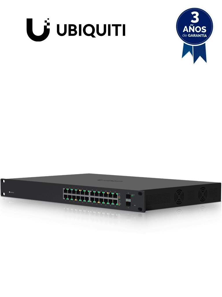 Imagen de UBIQUITI ES-24-250W - Edge Switch Gigabit PoE 250W de capa 2 administrable con 24 puertos Gigabit y 2 puertos SFP. Capacidad de conmutación de 52 Gbps.