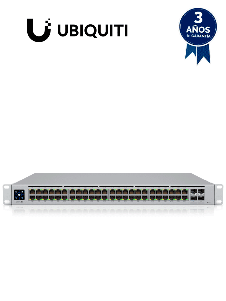 Imagen de UBIQUITI USW-PRO-48-POE - UniFi Switch Gigabit PoE PRO con 48 puertos PoE Gigabit Ethernet, 4 puertos SFP de 1-10G, 600W de potencia PoE, compatible con PoE at/bt y pantalla informativa