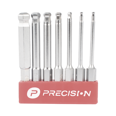 Juego de 7 Puntas Hexagonales / Allen, Milimétricas con Cabeza Redonda  para Destornillador de entrada Hexagonal de 1/4"
