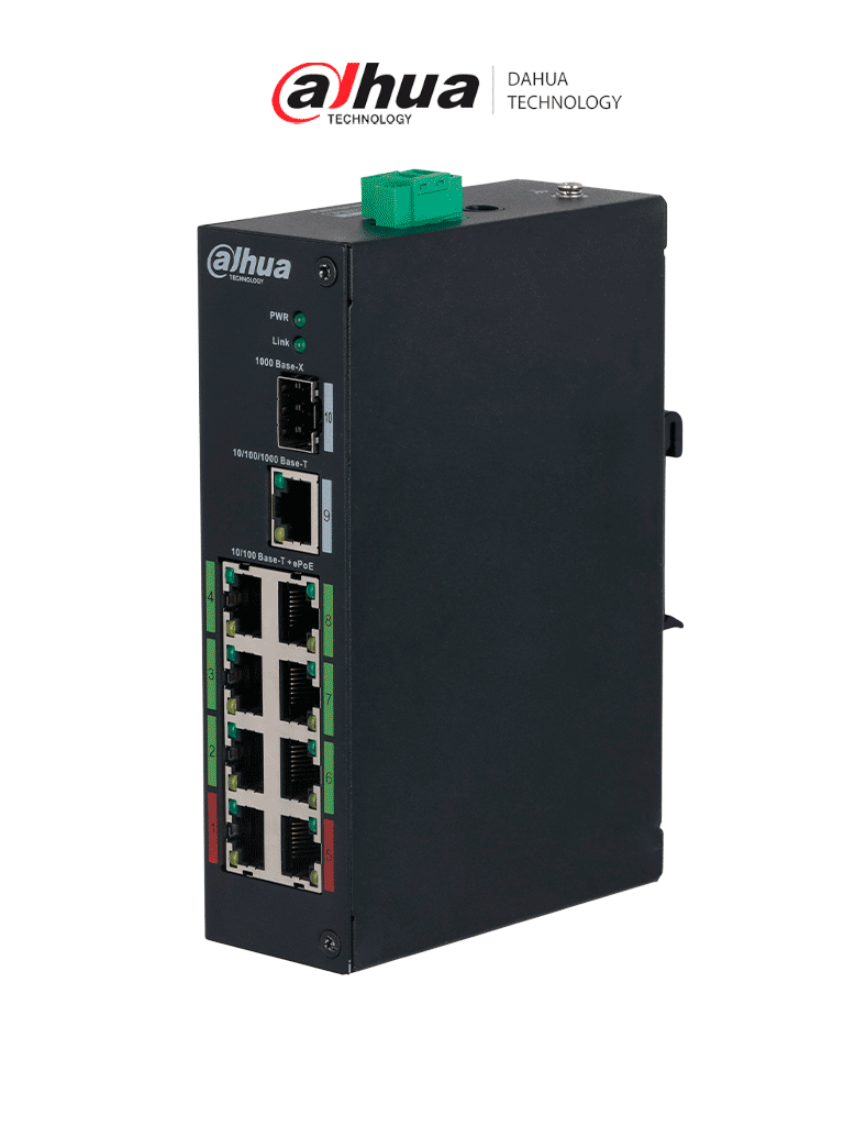 Imagen de DAHUA DH-LR2110-8ET-120-V2 Switch Industrial ePoE 8 Puertos/ Hasta 800 Mts con Cámaras ePoE/ 120 Watts/ Switching 8.8G/ IEEE802.3af/ IEEE802.3at/ Hi-PoE