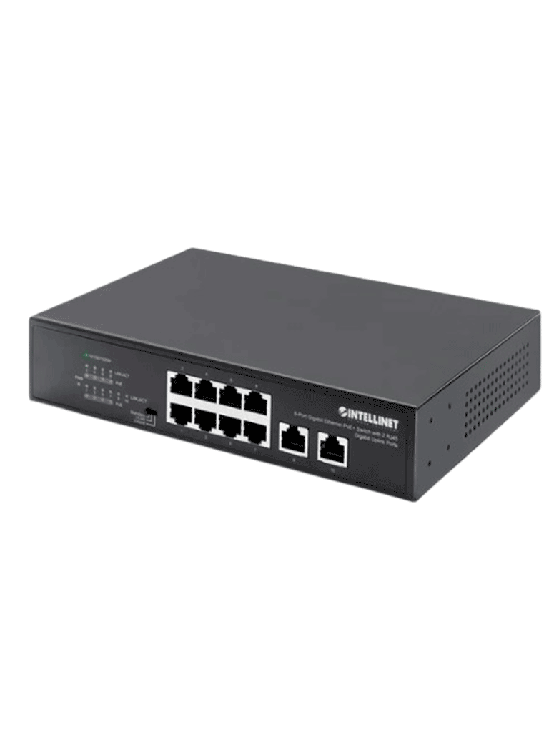 Imagen de Intellinet - 561402 Switch Gigabit con 8 puertos PoE+ y 2 puertos Gigabit RJ45 de enlace ascendente