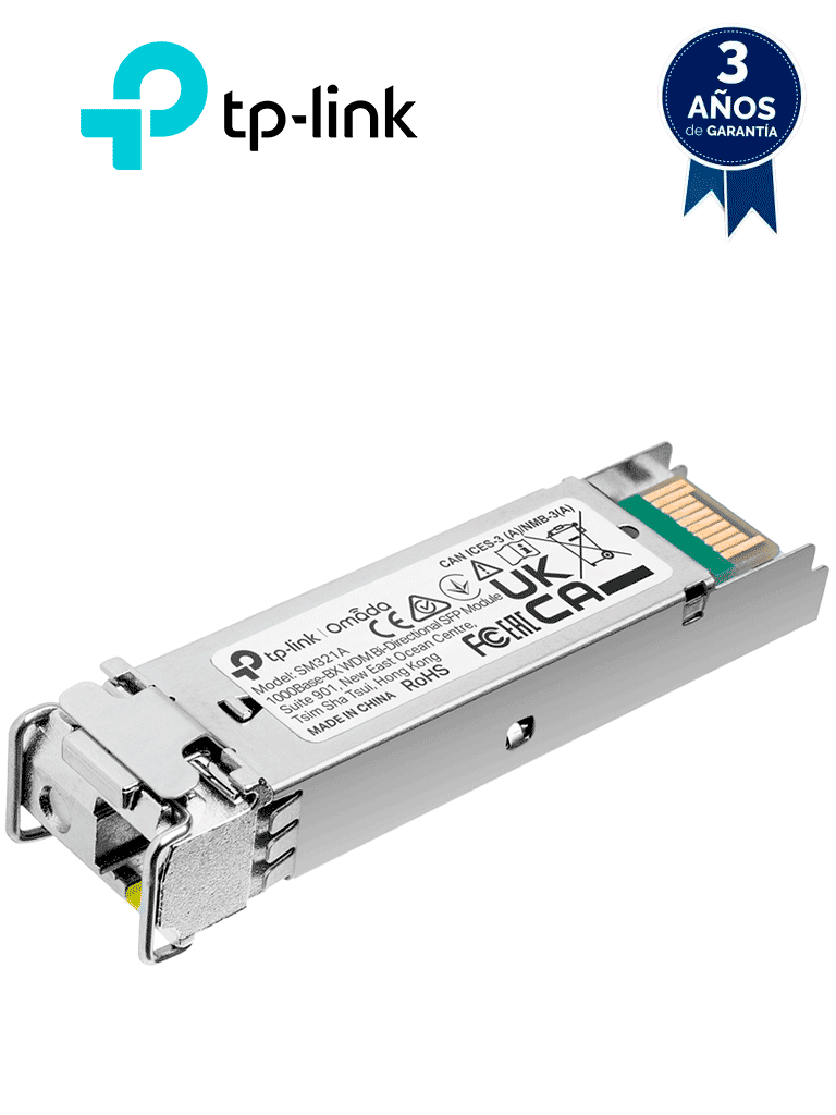 Imagen de TP-LINK SM321A - Transceptor mini-GBIC SFP WDM Bi-Direccional, Monomodo 1GBase con alcance de 10 km y conector LC. Requiere el modelo TL-SM321B para enlace.