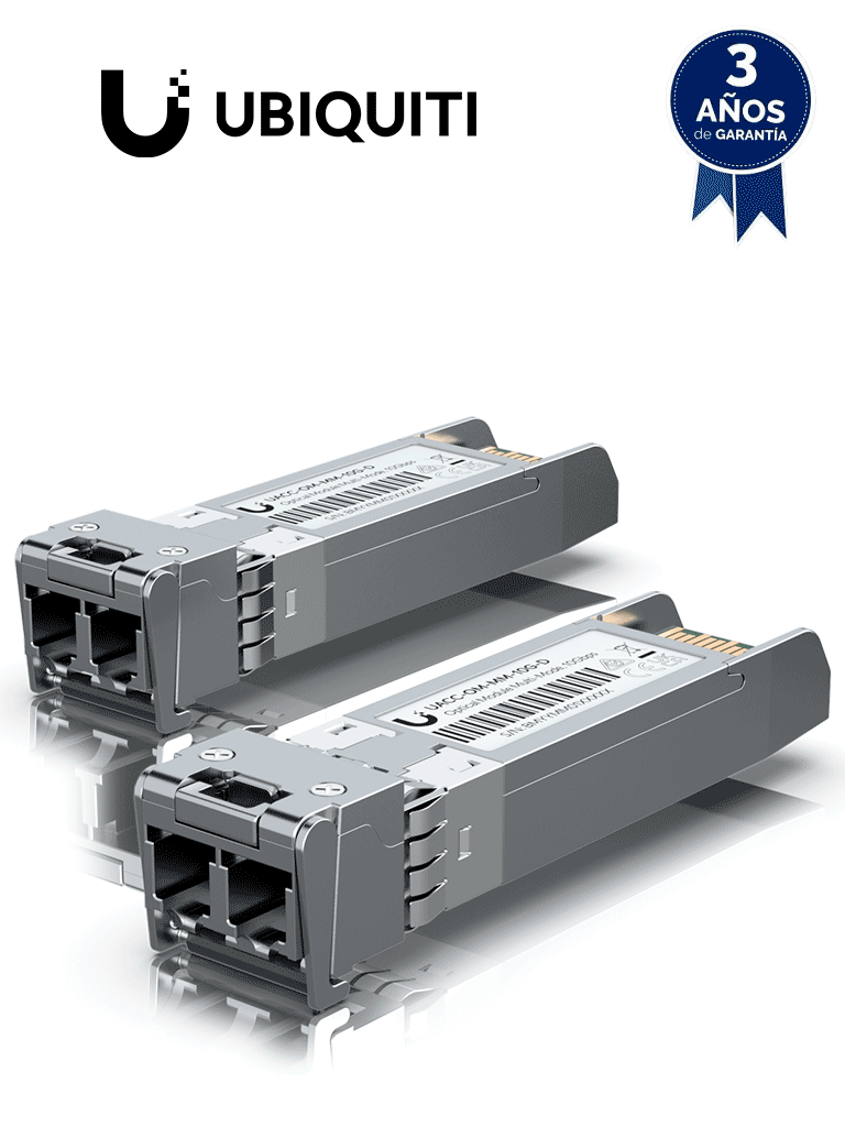 Imagen de UBIQUITI UACC-OM-MM-10G-D-2 - Módulo UFiber SFP+ 10G con transceptor MiniGBIC multimodo de 10 Gbps, alcance de conexión de 300m, conectores LC. Paquete de 2 piezas.