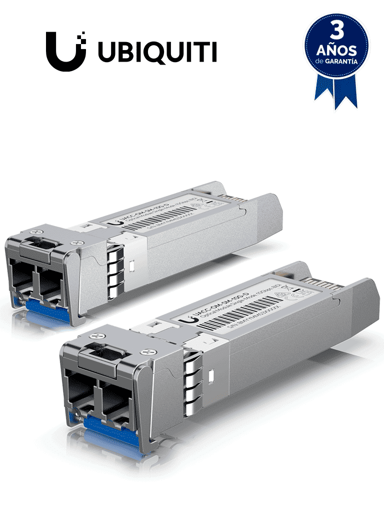 Imagen de UBIQUITI UACC-OM-SM-10G-D-2 - Paquete de 2 transceptores SFP+ monomodo de 10 Gbps con conectores LC, compatibles con UFiber