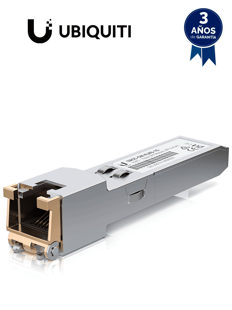 Imagen de UBIQUITI UACC-CM-RJ45-1G - Modulo de Fibra UFiber/ Convertidor de SFP a RJ45/ 1000Mbps/ Distancia de hasta 100m de Conexión