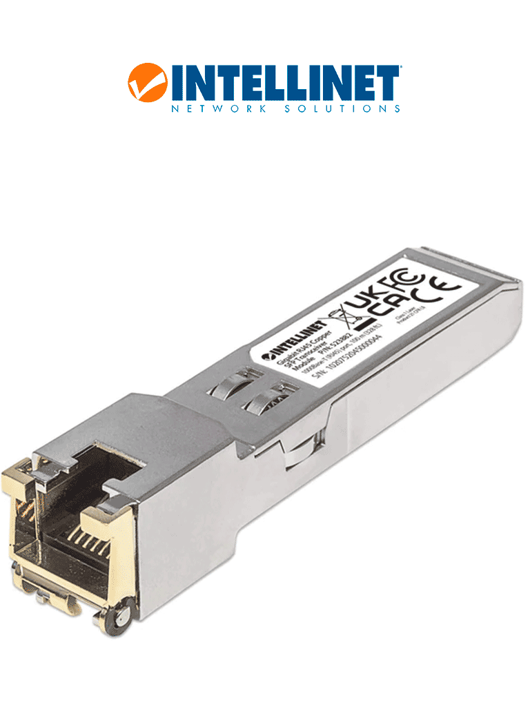 Imagen de INTELLINET 523882 -Módulo transceptor SFP Gigabit RJ45 de cobre, puerto 1000Base-T (RJ45), 100 m (328 ft)