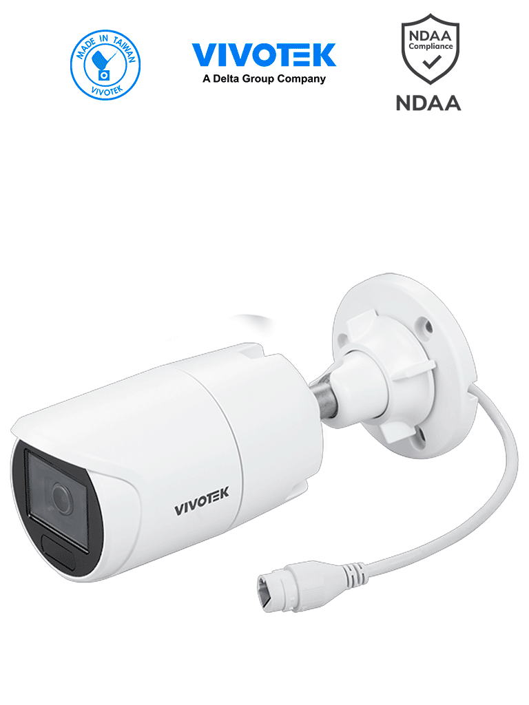 Imagen de VIVOTEK IB833-HV - Camara IP Bullet Vortex Premium Series, 5 Megapixeles, IR 30mts , WDR Pro, Lente Fijo 3.6 mm , Advance AI, Deep Search, Microfono Integrado, Protección IP66, IK10, NDAA, Almacenamiento interno 256GB