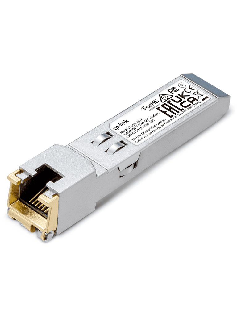 Imagen de TP-LINK - TL-SM331T / Transceptor mini-GBIC SFP 1000BASE-T RJ45 /  Para cable UTP Cat 5e o superior con alcance de hasta 100 m / Rango de temperatura de funcionamiento desde 0° hasta 70° C