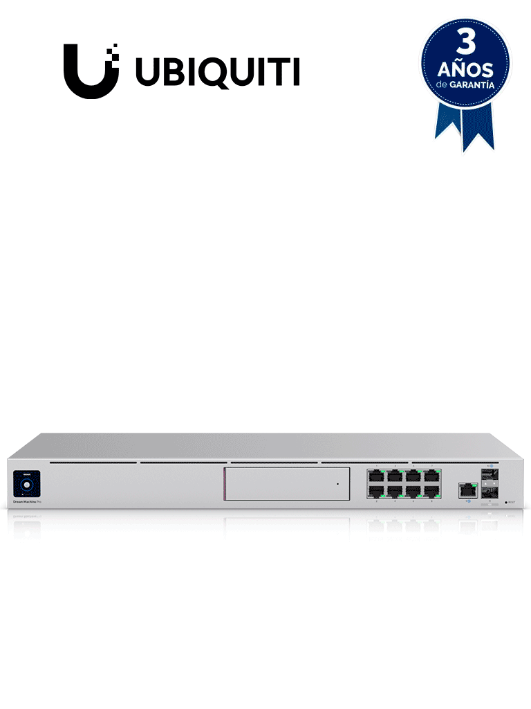 Imagen de UBIQUITI UDM-PRO - UniFi Dream Machine Pro con 1 puerto WAN 10G SFP+, switch de 8 puertos Gigabit RJ45 y bahía para dis duro de 3.5", en formato 1UR.