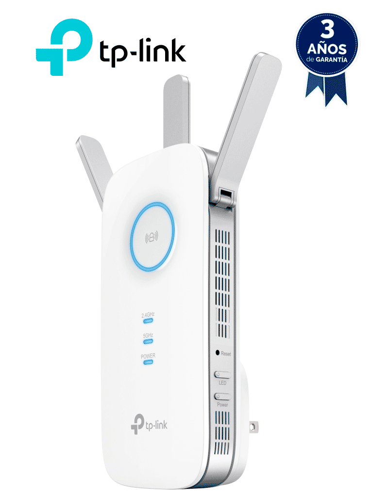 Imagen de TP-LINK RE450 -  Repetidor de señal WiFi AC1750 de doble banda 2.4GHz (450Mbps) y 5GHz (1300Mbps) con indicador inteligente de señal, modo punto de acceso, 3 antenas externas y 1 puerto Ethernet (RJ45) 10/100/1000Mbps.