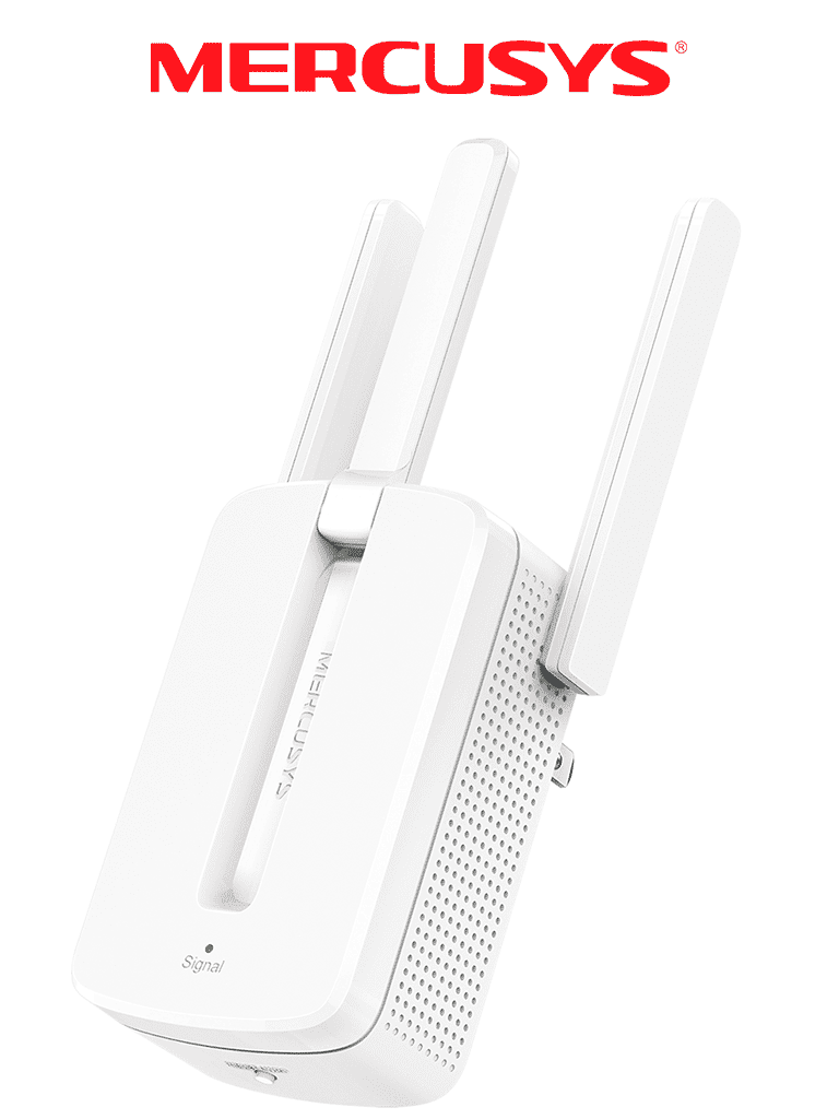 Imagen de MERCUSYS MW300RE -Repetidor de cobertura WiFi N con tecnología MU-MIMO, velocidad de 300 Mbps en 2.4 GHz, 3 antenas externas y botón WPS.