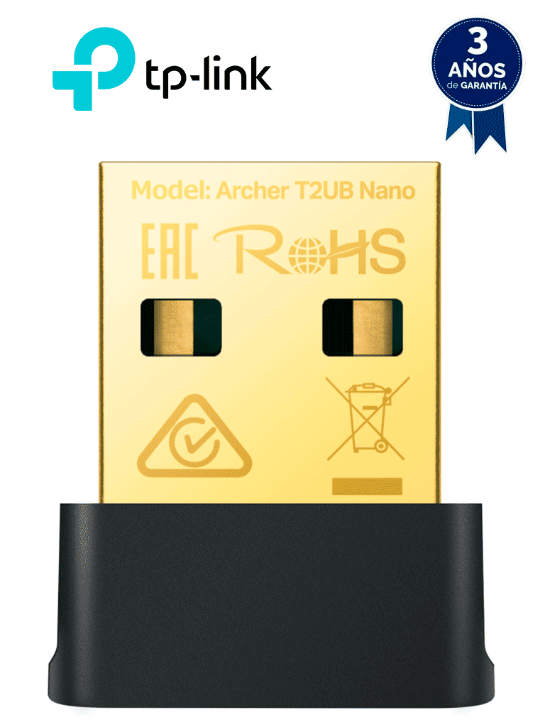 Imagen de TP-LINK ARCHER T2UB NANO - Adaptador USB AC600 Nano Wi-Fi Bluetooth 4.2 , WiFi de alta velocidad: velocidades de hasta 600 Mbps con 200 Mbps en 2,4 GHz y 433 Mbps en 5 GHz ,  Estándares de cifrado WEP, WPA/WPA2/WPA3, WPA-PSK/WPA2-PSK, WPA3-SAE.