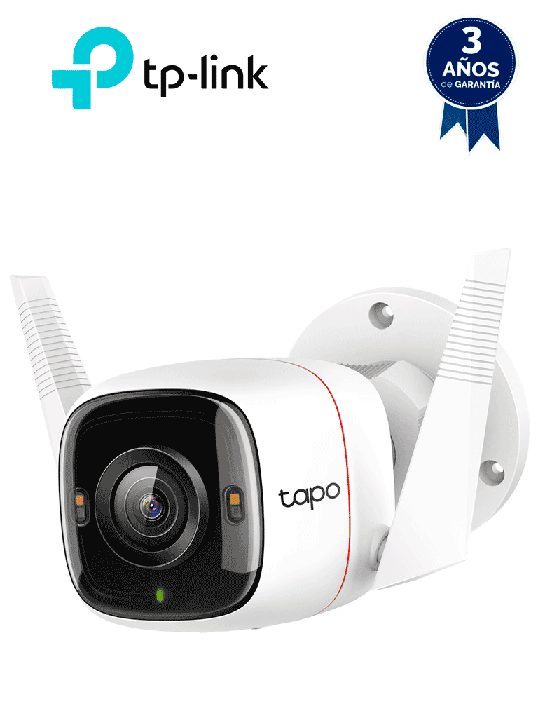 Imagen de TP-LINK TAPO C320WS - Cámara IP WiFi tipo Bullet de 4 MP para Exterior con resolución de 2K, visión nocturna,  WiFi 2.4 GHz, notificaciones push, ranura para Micro SD, y compatible con Google Assistant y Alexa.