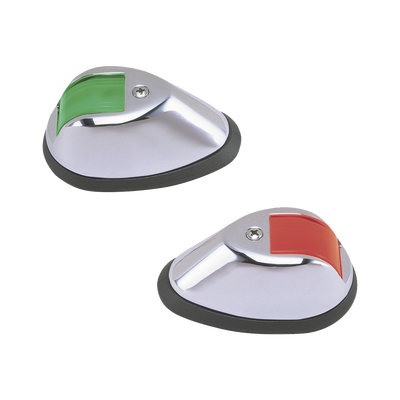 Set de Luces de Navegación Verticales en Carcasa Cromada en Color Rojo/Verde para Embarcaciones a Motor de Hasta 20 Metros