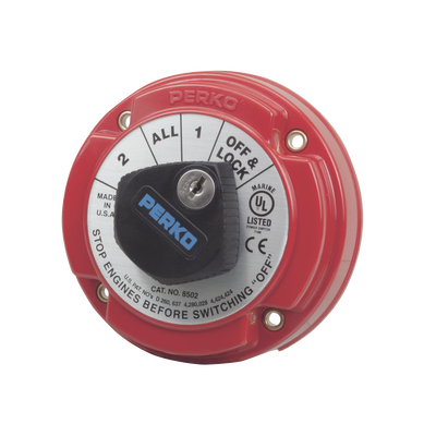 Switch Selector de Batería de Servicio Mediano con Bloqueo por Medio de Llave, para Sistemas Eléctricos Marinos