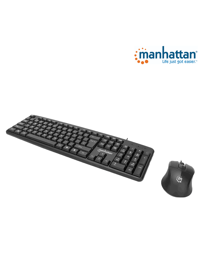 Imagen de MANHATTAN 178464 Juego de teclado y mouse óptico, cableados Teclado con cable y ratón óptico con cable, negro