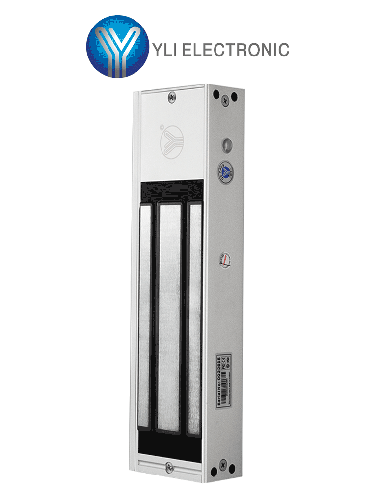 Imagen de YLI YM750NTLED - Cerradura Magnética 750 kg o 1500 Lb de Fuerza de Sujeción / Indicador Led / Uso Interior / Retardo de tiempo / Voltaje Dual 12v/24 VDC / Compatible con Soporte MBK750ZL