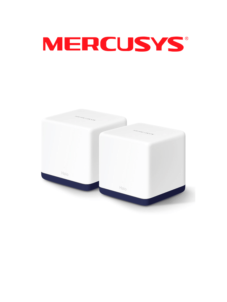 Imagen de MERCUSYS Halo H50G (2-PACK) - Sistema Wi-Fi Mesh AC1900 para todo el hogar con red unificada, roaming continuo, cobertura completa, doble banda Wi-Fi de 1.9 Gbps, control sencillo mediante aplicación y puertos Gigabit completos.