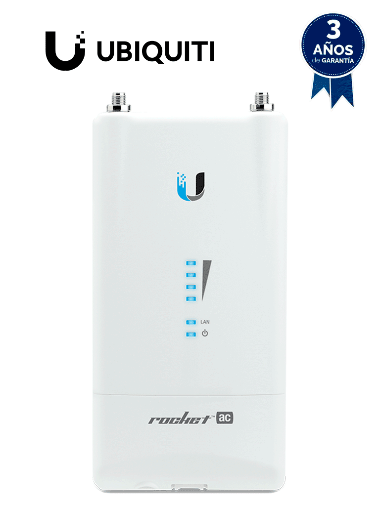 Imagen de UBIQUITI ROCKET R5AC-LITE - Radio conectorizado Airmax AC 5GHz para exterior, con tecnología MIMO y 2 conectores RP-SMA. Potencia de transmisión de 27 dBm y rendimiento de hasta 500 Mbps.