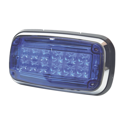 Luz de advertencia 8 X 4", Color Azul, IP67, SAE, Ideal para Ambulancias