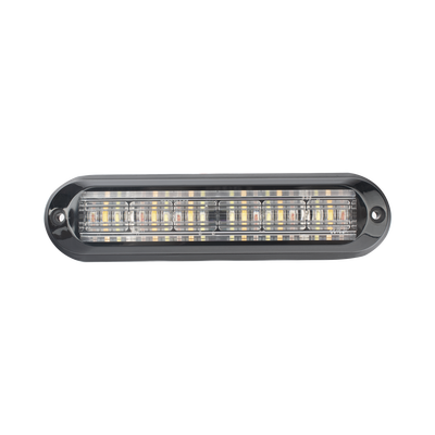 Luz Auxiliar, Ultra Brillante, IP67, 18 LEDs, Tricolor, Color Rojo/Claro/Ambar, con mica transparente y bisel negro