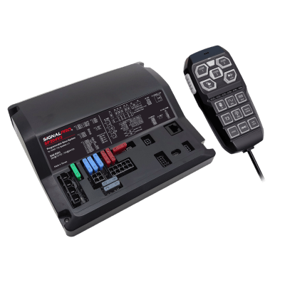 Sirena Vehicular de 200W de Potencia, Programable, Con Controlador Unimando de 15 Botones Para Control de Tonos, 12 Salidas Auxiliares y Micrófono