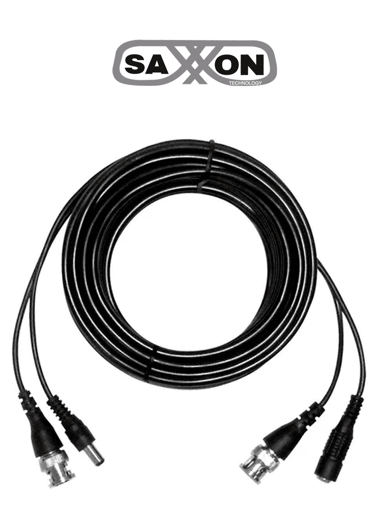 Imagen de SAXXON WB0110C- Cable de 10 Metros Armado para Video y Energia/ Para Camaras Hasta 8 Megapixeles/ con Conectores BNC y de Energía/ Uso Interior/ Cable de Video 100% Cobre/ 12W/ Soporta: AHD/CVI/TVI/CVBS/