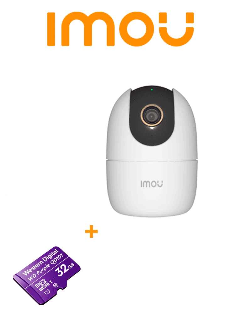 Imagen de GRATIS MEMORIA 32GB IMOU Ranger 2 5MP (IPC-K2EN-5H2W) + WDD032G1P0C - Cámara IP Domo Motorizado WiFi de 5MP cuenta con IA, autotracking, audio bidireccional, sirena, micrófono, IR 10m, ranura MicroSD, detección de humanos y modo privacidad.