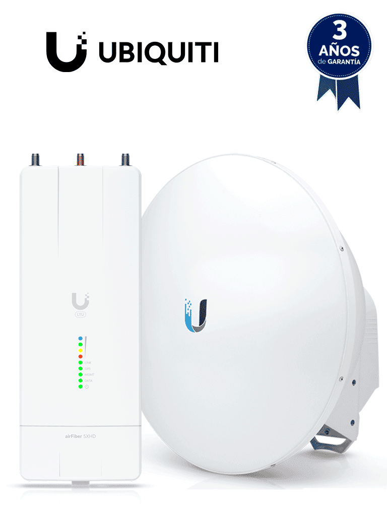 Imagen de UBIQUITI AF-5XHD-23-S45: Kit AirFiber con Radio AF-5XHD y Antena AirFiber 23 dBi Slam-45, para enlace PTP carrier class BACKHAUL, hasta 500 Mbps Full Duplex en banda libre de 5.8 GHz.