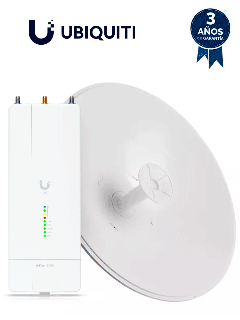 Imagen de Ubiquiti AF-5XHD-30-S45 - Kit AirFiber con Radio AF-5XHD y Antena AirFiber de 30 dBi Slam-45 ideal para enlaces PTP de clase carrier BACKHAUL con hasta 500 Mbps Full Duplex en banda libre de 5.8 GHz.