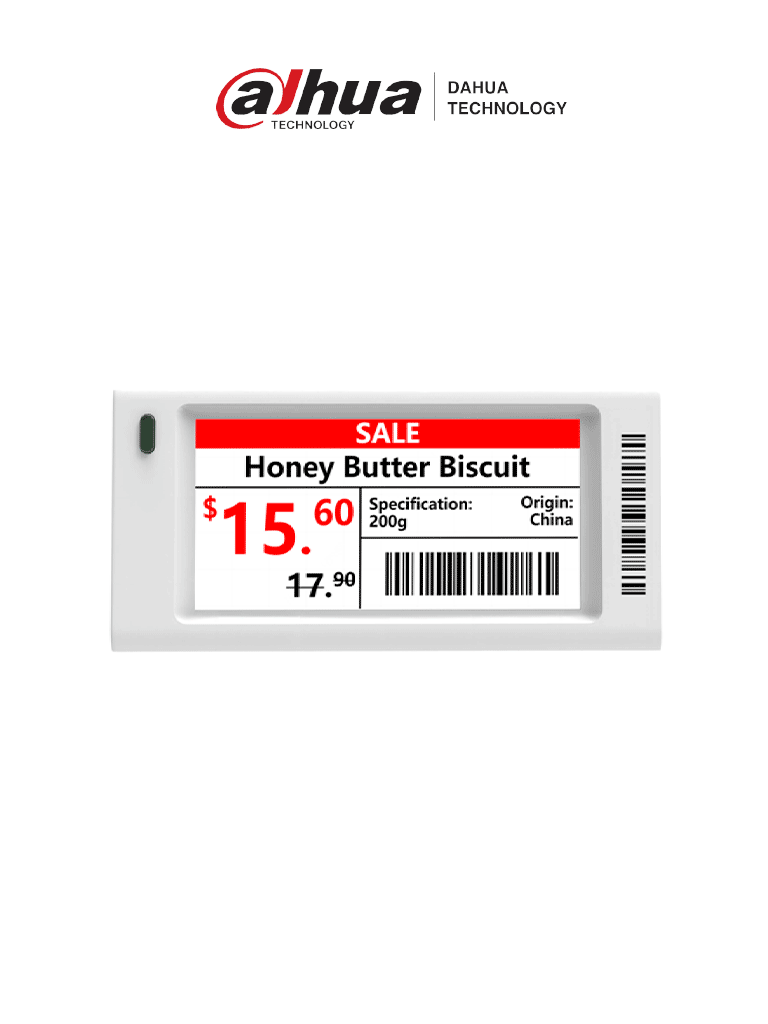 Imagen de DAHUA DHI-ESL-E026A - Etiqueta electrónica ESL de 2.66" / Bluetooth 5.1 / Indicador LED / Colores: Negro, Blanco y Rojo / Resolución 152 x 296 / Batería reemplazable / Alcance: 25-30m