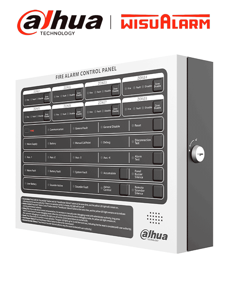 Imagen de DAHUA WISUALARM DHI-HY-C102-8 - Panel de Alarma Contra Incendios/ Convencional de 8 Zonas/ Hasta 25 Detectores por Zona/ 4 Contactos Secos/ Interfaz RS-485/ Ethernet/ IP30/ Alimentación 90 V CA a 270 V CA/