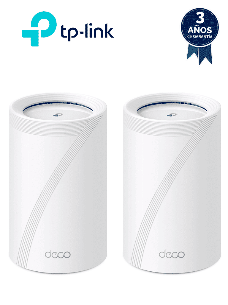 Imagen de TP-LINK DECO BE65 (2-Pack) - Sistema Mesh WiFi 7 , Wi-Fi 7 de Triple Banda de 11Gbps , 4 puertos 2.5Gbps , Multi-Link Operation (MLO) , Canales de 320Mhz , Banda de 6Ghz , Protección con  HomeShield, Conecta más de 200 dispositivos.